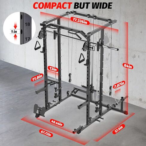 GAOMON Smith Machine Squat Rack, Heavy Duty Strength Training Power Cage with Pulley System, Dip Bar, LAT Pulldown, Multifunctional Workout Machine for Home Gym, Studio in Saudi Arabia