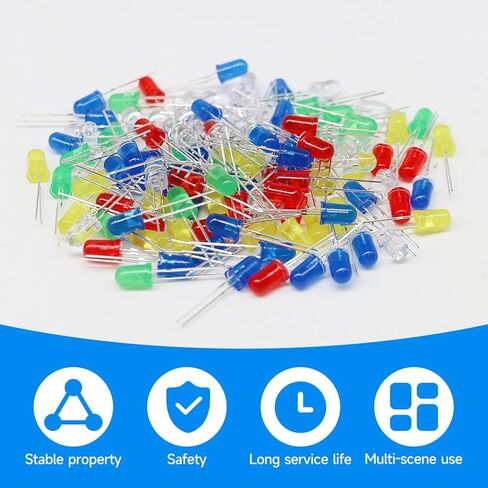 500PCS LED Diode Lights 5mm Mini LED Circuit Assorted Kit for Science Project Experiment (5 Colors) in Kuwait