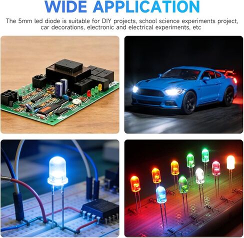 500PCS LED Diode Lights 5mm Mini LED Circuit Assorted Kit for Science Project Experiment (5 Colors) in Kuwait