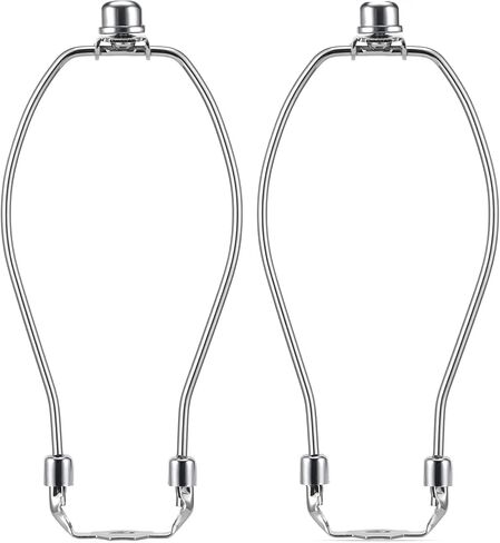 8IN Lamp Harp,2 Set, Detachable Shade Holder for Table & Floor Lamps, Heavy Duty Bracket with Standard Saddle & Finial Silver in Kuwait