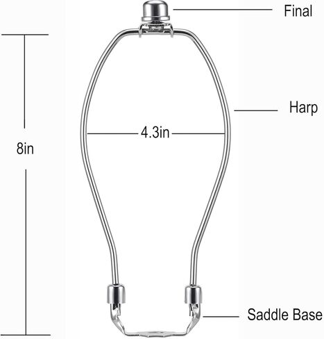 8IN Lamp Harp,2 Set, Detachable Shade Holder for Table & Floor Lamps, Heavy Duty Bracket with Standard Saddle & Finial Silver in Kuwait