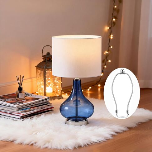 8IN Lamp Harp,2 Set, Detachable Shade Holder for Table & Floor Lamps, Heavy Duty Bracket with Standard Saddle & Finial Silver in Kuwait