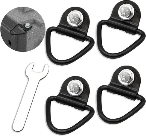 4 Pack Tie Down Kit for Ruffland Kennel - Tie Down D-Ring Kit, 1000lb Load Capacity, with Wrench - Easy Installation, Compatible with RuffLand Kennels，Black in Kuwait