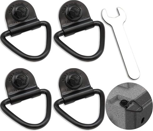 4 Pack Tie Down Kit for Ruffland Kennel - Tie Down D-Ring Kit, 1000lb Load Capacity, with Wrench - Easy Installation, Compatible with RuffLand Kennels，Black in Kuwait
