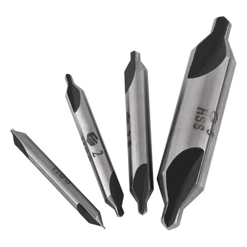 Durable 60 Degree HSS Center Drill Bits Lathe Metal Lathe Lathe Tools 4pcs 1/2/2.5/5mm Set for Lathe Metal Workpiece Centering in Kuwait