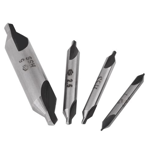 Durable 60 Degree HSS Center Drill Bits Lathe Metal Lathe Lathe Tools 4pcs 1/2/2.5/5mm Set for Lathe Metal Workpiece Centering in Kuwait