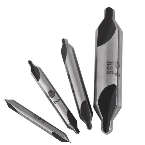 Durable 60 Degree HSS Center Drill Bits Lathe Metal Lathe Lathe Tools 4pcs 1/2/2.5/5mm Set for Lathe Metal Workpiece Centering in Kuwait