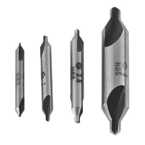 Durable 60 Degree HSS Center Drill Bits Lathe Metal Lathe Lathe Tools 4pcs 1/2/2.5/5mm Set for Lathe Metal Workpiece Centering in Kuwait