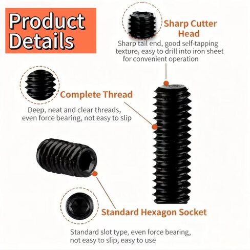 مجموعة متنوعة من البراغي مكونة من 72 قطعة مع مفاتيح سداسية، ومسامير ألين مترية (M3 M4 M5 M6 M8) للأثاث والإلكترونيات والأشغال اليدوية - 12 مقاسًا in Kuwait