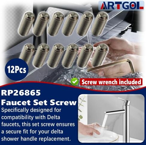12 Pcs RP26865 Faucet Set Screw Replacement for Delta Faucet Plumbing Replacement Parts - Screw Wrench Included in Kuwait