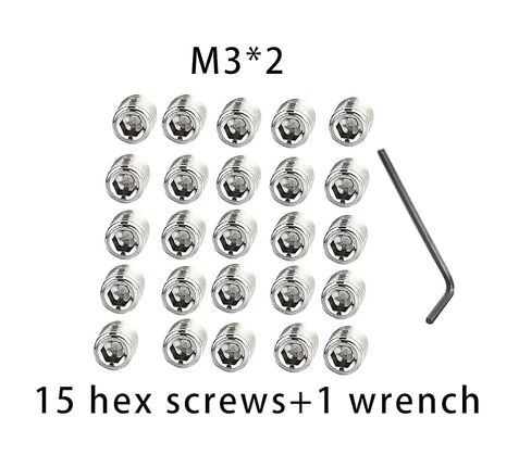 M3x2، M3x2mm، M3 x 2mm، مجموعة براغي من الفولاذ المقاوم للصدأ، مقبس سداسي، اليد اليمنى، 24 خيط خشن (UNC)، 3/16 بوصة، 5 مم، رأس 3 مم، 15 براغي ومفتاح ربط سداسي واحد in Saudi Arabia