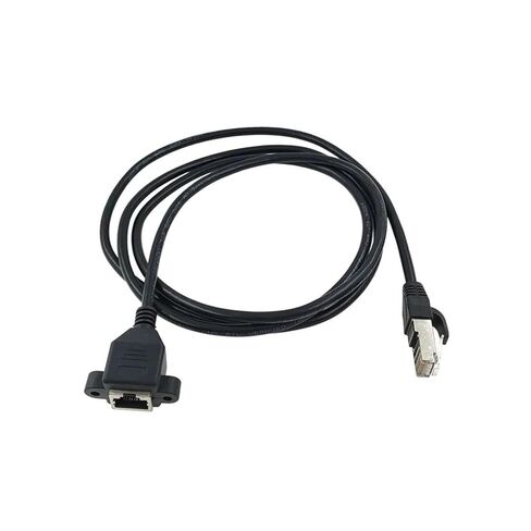 كابل RJ45 ذكر إلى أنثى برغي لوحة جبل إيثرنت LAN شبكة درع 90 درجة تمديد الزاوية اليمنى 0.3 م 0.6 م 1 م 1.5 م 1 قطعة (مستقيم 1 م) in Saudi Arabia
