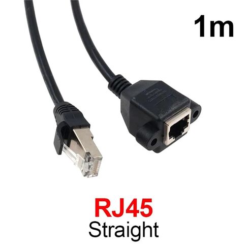 RJ45 Cable Male to Female Screw Panel Mount Ethernet LAN Network Shield 90 Degree Right Angle Extension 0.3m 0.6m 1m 1.5m 1Pcs(Straight 1m) in Saudi Arabia