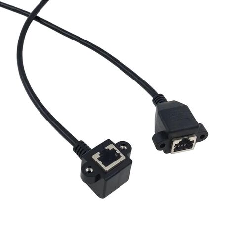 RJ45 Cable Male to Female Screw Panel Mount Ethernet LAN Network Shield 90 Degree Right Angle Extension 0.3m 0.6m 1m 1.5m 1Pcs(Straight 1m) in Saudi Arabia
