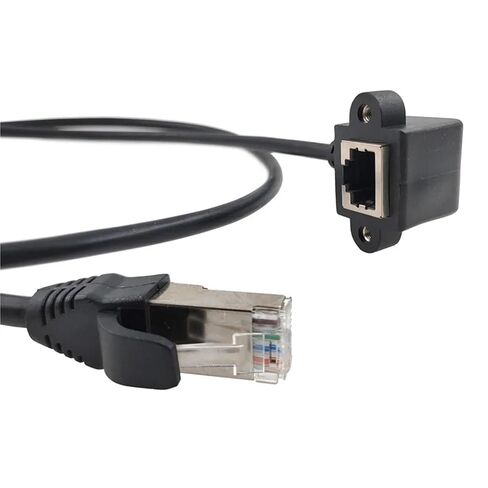 RJ45 Cable Male to Female Screw Panel Mount Ethernet LAN Network Shield 90 Degree Right Angle Extension 0.3m 0.6m 1m 1.5m 1Pcs(Straight 1m) in Saudi Arabia