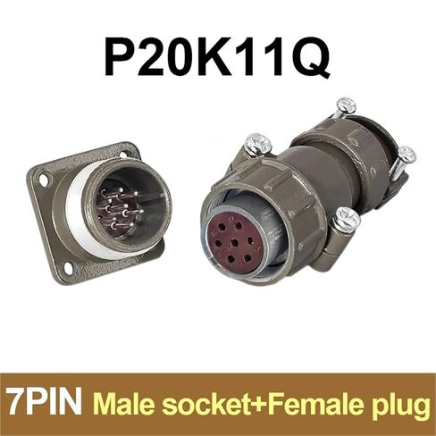 P20 20mm Connector Plugs Socket Screw 2pin 3pin 4pin 5pin 7pin P20K2Q P20J2Q 1Pcs(P20K11Q 7Pin) in Saudi Arabia