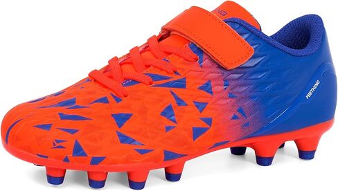 Kids Soccer Cleats for Boys Girls Lightweight Youth Toddler Football Shoes with Laceless Strap Rubber Studs for Firm Ground Artificial Grass Training in Kuwait