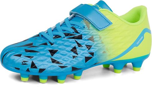 Kids Soccer Cleats for Boys Girls Lightweight Youth Toddler Football Shoes with Laceless Strap Rubber Studs for Firm Ground Artificial Grass Training in Saudi Arabia