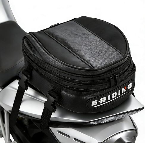 E-riding Motorcycle Tail Bag, Motorbike Saddlebags, Waterproof Rear Seat Bike Backpack, Multifunctional Luggage Suitcase, PU Leather Sport Bags, 15 L (Black) in Kuwait