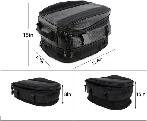 E-riding Motorcycle Tail Bag, Motorbike Saddlebags, Waterproof Rear Seat Bike Backpack, Multifunctional Luggage Suitcase, PU Leather Sport Bags, 15 L (Black) in Kuwait