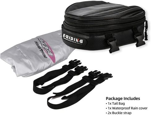 E-riding Motorcycle Tail Bag, Motorbike Saddlebags, Waterproof Rear Seat Bike Backpack, Multifunctional Luggage Suitcase, PU Leather Sport Bags, 15 L (Black) in Kuwait