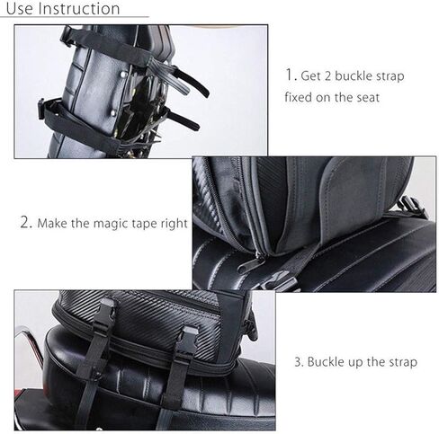 E-riding Motorcycle Tail Bag, Motorbike Saddlebags, Waterproof Rear Seat Bike Backpack, Multifunctional Luggage Suitcase, PU Leather Sport Bags, 15 L (Black) in Kuwait