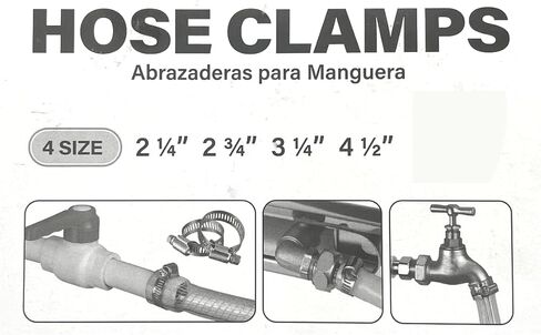 4-Pack Hose Clamps Assortment – Zinc-Plated Steel, Adjustable 2-1/4" to 4-1/2", Heavy-Duty Clamps for Hoses, Pipes & Tubes in Kuwait