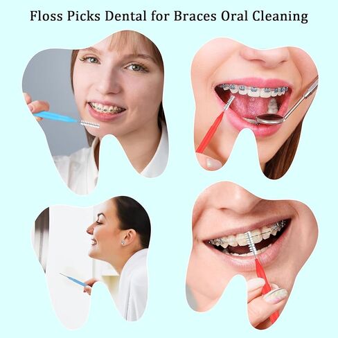 100 Pcs Interdental Brushes, Braces Brush,8 Sizes for Interdental Cleaning, Braces Care Toothpick Flossers, Oral Dental Hygiene Floss, Toothpick Cleaners, Dental Care Tools (10 Colors) in Kuwait
