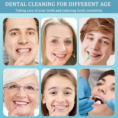 100 Pcs Interdental Brushes, Braces Brush,8 Sizes for Interdental Cleaning, Braces Care Toothpick Flossers, Oral Dental Hygiene Floss, Toothpick Cleaners, Dental Care Tools (10 Colors) in Kuwait