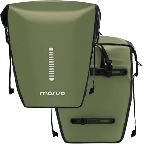 Mosiso 18L الدراجة Panniers 2 عبوة ، مقاوم للماء سعة كبيرة السعة الدراجات ، كيس الكتف الدراجة حقيبة الأمتعة رف الخلفية مع شرائط عاكسة لركوب الجبل على الطريق تسافر ، برتقالي in Saudi Arabia