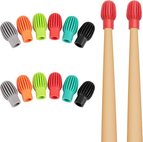 12pcs Drumstick Dampener, 6 Colors Silicone Drum Stick Tips for Silencing Drumming Practice Drum Accessories Mute Clacking Sound for Quite Practice Percussion Tone Control in Saudi Arabia