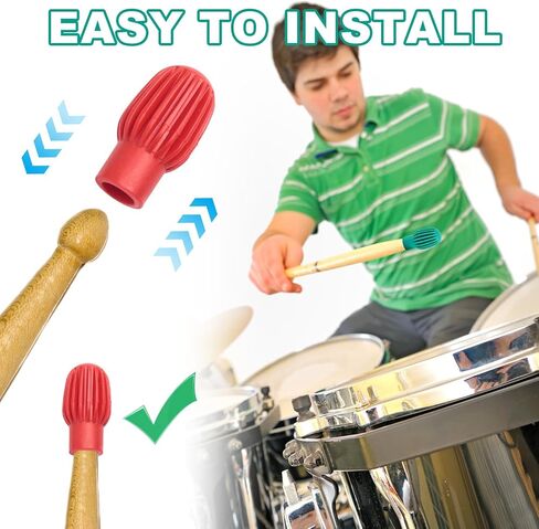12pcs Drumstick Dampener, 6 Colors Silicone Drum Stick Tips for Silencing Drumming Practice Drum Accessories Mute Clacking Sound for Quite Practice Percussion Tone Control in Saudi Arabia