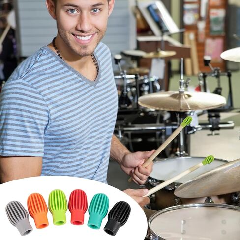 12pcs Drumstick Dampener, 6 Colors Silicone Drum Stick Tips for Silencing Drumming Practice Drum Accessories Mute Clacking Sound for Quite Practice Percussion Tone Control in Saudi Arabia