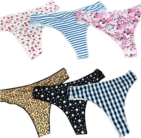 Comfy Thongs - Soft Printed Underwear Set - Pack of 6 in Kuwait