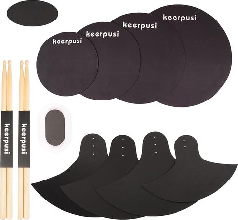 مجموعة وسادات كتم صوت الطبل 11 قطعة مع وسادة الصنج + مجموعة قبعات هاي، وسادات كاتم صوت الطبل الإسفنجية، تناسب 10 بوصة، 12 بوصة، 14 بوصة، 16 بوصة (حزمة وسادة كتم صوت الطبلة) in Kuwait