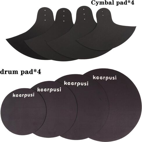 مجموعة وسادات كتم صوت الطبل 11 قطعة مع وسادة الصنج + مجموعة قبعات هاي، وسادات كاتم صوت الطبل الإسفنجية، تناسب 10 بوصة، 12 بوصة، 14 بوصة، 16 بوصة (حزمة وسادة كتم صوت الطبلة) in Kuwait