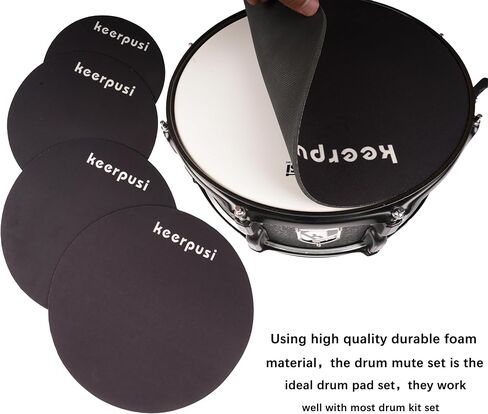 مجموعة وسادات كتم صوت الطبل 11 قطعة مع وسادة الصنج + مجموعة قبعات هاي، وسادات كاتم صوت الطبل الإسفنجية، تناسب 10 بوصة، 12 بوصة، 14 بوصة، 16 بوصة (حزمة وسادة كتم صوت الطبلة) in Kuwait