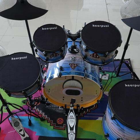 مجموعة وسادات كتم صوت الطبل 11 قطعة مع وسادة الصنج + مجموعة قبعات هاي، وسادات كاتم صوت الطبل الإسفنجية، تناسب 10 بوصة، 12 بوصة، 14 بوصة، 16 بوصة (حزمة وسادة كتم صوت الطبلة) in Kuwait