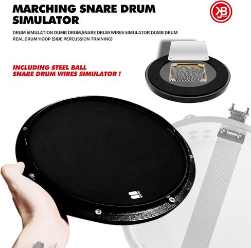 وسادة تدريب الطبل مقاس 12 بوصة، وسادة طبلة Snare مع حلقة حقيقية، محاكي Snare مع 900 كرة فولاذية، وسادة سيليكون عالية الارتداد لتدريب Rimshot والشعور الواقعي (أسود) in Kuwait