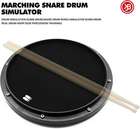وسادة تدريب الطبل مقاس 12 بوصة، وسادة طبلة Snare مع حلقة حقيقية، محاكي Snare مع 900 كرة فولاذية، وسادة سيليكون عالية الارتداد لتدريب Rimshot والشعور الواقعي (أسود) in Kuwait