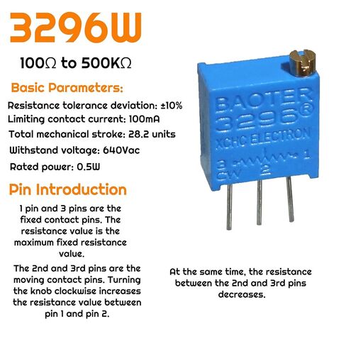 60 قطعة 12 قيمة 3296 واط مقياس جهد التشذيب متعدد الانعطاف (100-500 كيلو أوم) مجموعة متنوعة من المقاومات المتغيرة للتعديل in Kuwait