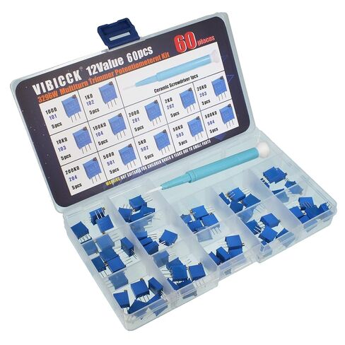 60 قطعة 12 قيمة 3296 واط مقياس جهد التشذيب متعدد الانعطاف (100-500 كيلو أوم) مجموعة متنوعة من المقاومات المتغيرة للتعديل in Kuwait