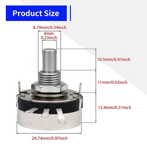 2Pcs 10K Potentiometer WTH118-2W 10000 Ohm Single Turn Carbon Film Rotary Taper Potentiometer for Inverter Speed Regulation wtih 2pcs A03 Knob and 2pcs Dials in Kuwait