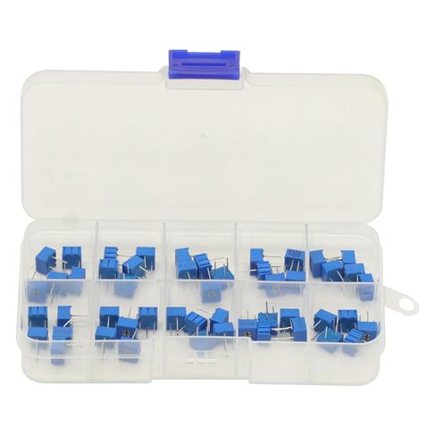 50PCS 3362P Potentiometer kit Single Turn Trimmer Potentiometer Assortment Kit 100R 500R 1K 2K 5K 10K 50K 100K 500K 1M ohm Trimpo Trimmer Potentiometer in Saudi Arabia