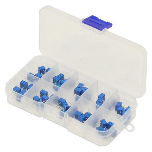 50PCS 3362P Potentiometer kit Single Turn Trimmer Potentiometer Assortment Kit 100R 500R 1K 2K 5K 10K 50K 100K 500K 1M ohm Trimpo Trimmer Potentiometer in Saudi Arabia