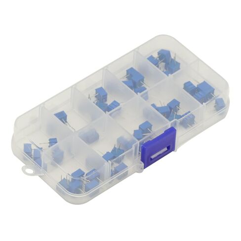50PCS 3362P Potentiometer kit Single Turn Trimmer Potentiometer Assortment Kit 100R 500R 1K 2K 5K 10K 50K 100K 500K 1M ohm Trimpo Trimmer Potentiometer in Saudi Arabia
