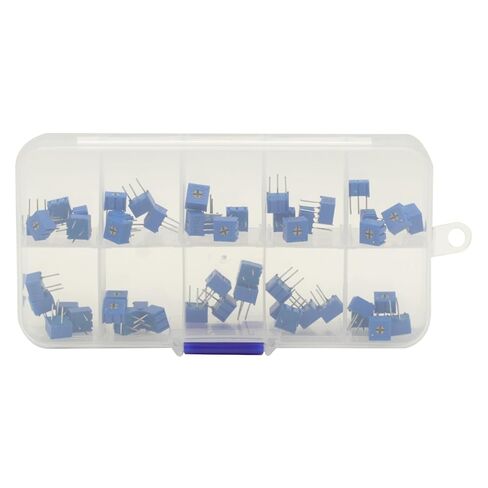 50PCS 3362P Potentiometer kit Single Turn Trimmer Potentiometer Assortment Kit 100R 500R 1K 2K 5K 10K 50K 100K 500K 1M ohm Trimpo Trimmer Potentiometer in Saudi Arabia