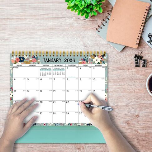 Desk Calendar 2025-2026 - Standing Flip Desktop Calendar 2025-2026, 18 Months(July 2025 - December 2026), 10" x 8", Large with Notes, To-dos, Yearly Overview, Thick Paper, Great for Easy Planning in Kuwait