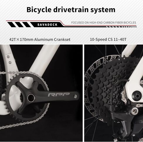 SAVADECK Gravel Bike with T800 Carbon Frame and Fork, with Shimano U6020 10-Speed Hydraulic Disc Brakes, 700Cx40mm Tires for Men & Women All-Terrain Riding in Kuwait