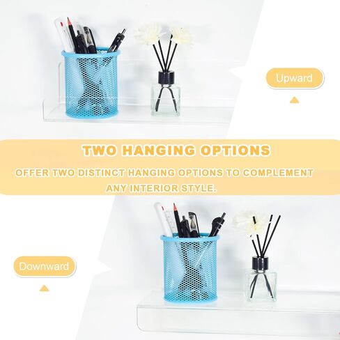 4 Pack Floating Shelves for Wall, 15" x 4" Acrylic Book Shelf for Plants, Toys, Book, Photo, Mounted Display Shelf Organizer in Bathroom, Room, Living Room Decor, Clear in Kuwait